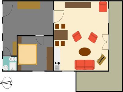 Appartamento, doccia, WC, 1 camera da letto