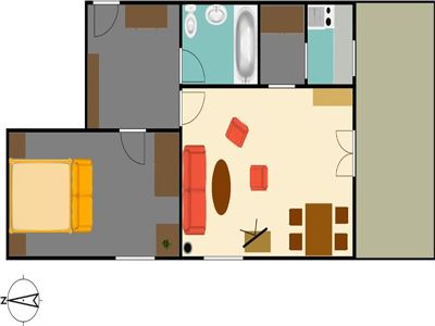 Appartamento, bagno, WC, 1 camera da letto