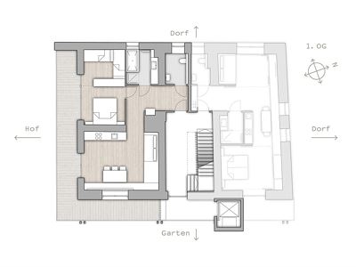 Apartment, separate toilet and shower/bathtub, south