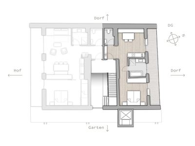 Apartment, separate toilet and shower/bathtub, facing the mountains
