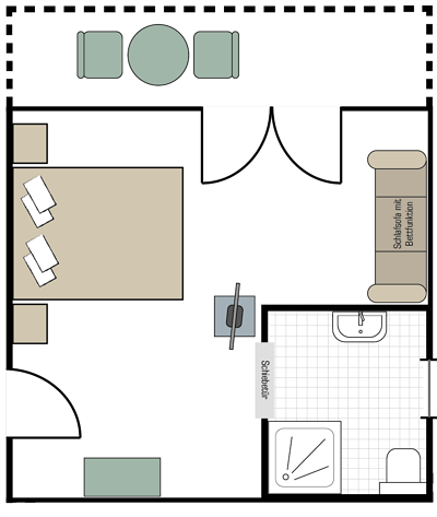 Dreibettzimmer mit Dusche/WC, Balkon mit Seeblick